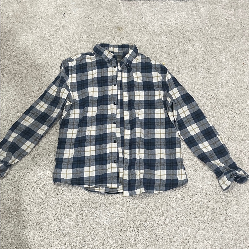 Blue and White Plaid Men's Shirt